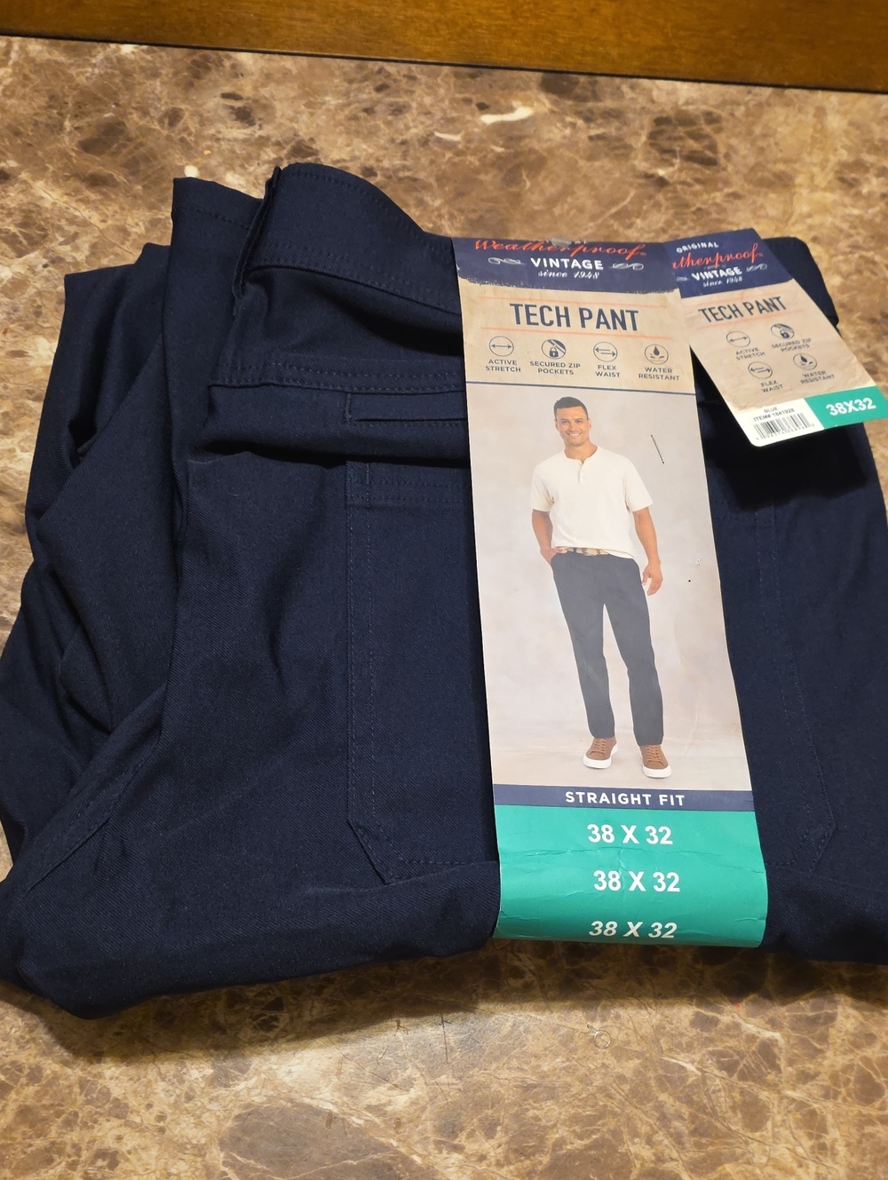 Weatherproof Navy Straight-Fit Tech Pants For Men